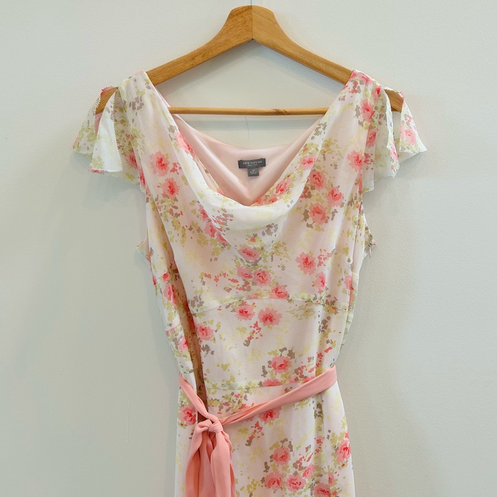 Ann Taylor Petite Floral Silk Dress Size 12P